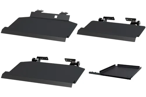 Different keyboard and mouse trays are available